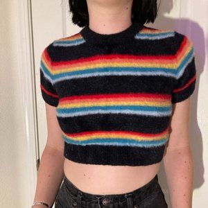 Cropped Rainbow Sweater Top